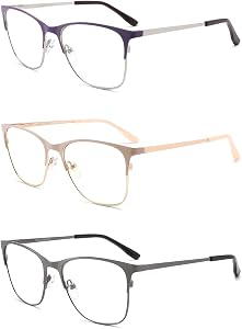 Metal Blue Light Blocking Reading Glasses Oversized Readers for Women Big Head/Large Face Cheaters