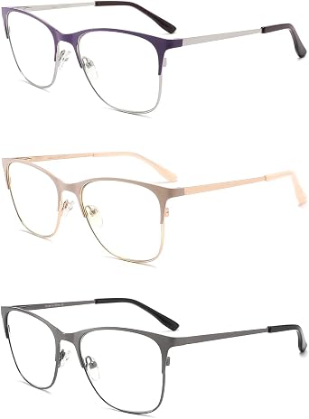 Metal Blue Light Blocking Reading Glasses Oversized Readers for Women Big Head/Large Face Cheaters