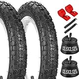 2-PCS 12'/12.5' Kids Bike Tire Set, 12/12.5x2.125 inch Folding Replacement Children Bicycle Tires and Tubes with Levers and Rim Strips, Puncture-Resistant 12inch Tire for BMX MTB Children Racing