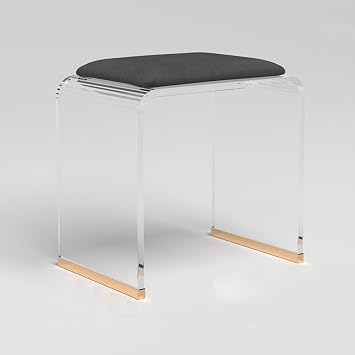 Acrylic Stool, Entryway Bench, Shoe Bench, Small Bench, Transparent Makeup Stool,Dressing Stool, for Shoe Changing, Ideal for Fitting Rooms, Perfect for Home Use at EntrywaysBlack,41cm