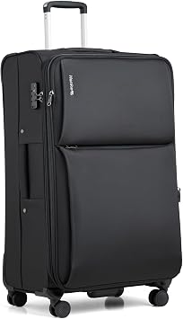 Hanke 28 inch Suitcase Large Softshell Suitcase Expandable Check in Luggage Large Suitcase 4 Wheels Lightweight Hand Luggage Suitcase Flight Bag for Women Men Travel Business, Black