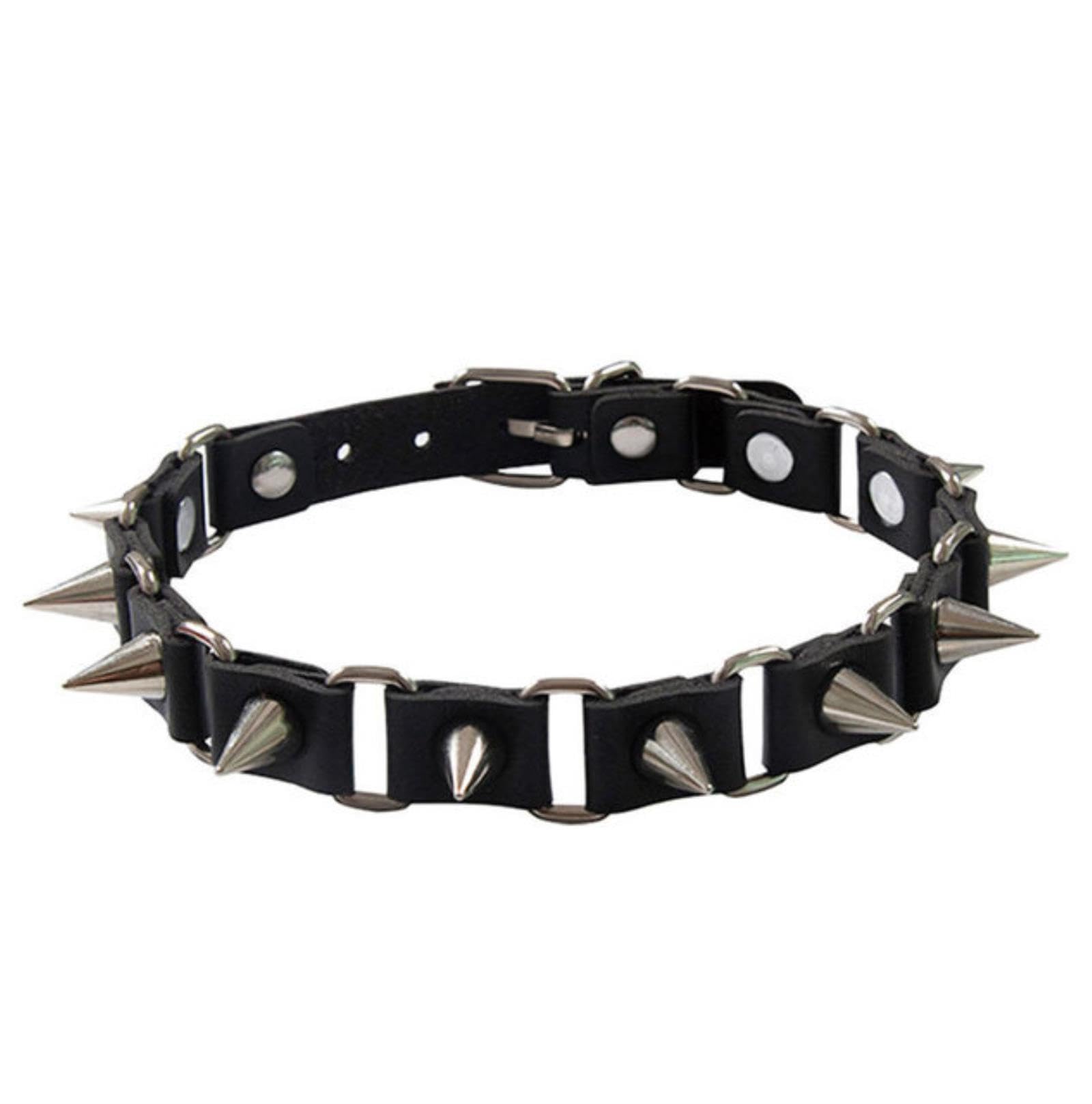 Weiting Women's Black New Sexy Harajuku Pu Leather Chain Rivet Studded Necklaces Men Punk Neck Gothic Red Choker Necklace Cool Collar