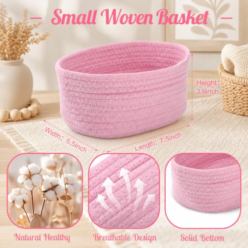 Loyim 10 Pack Small Woven Baskets, Cotton Rope, Pink by LOYIM - Used condition - Image 2