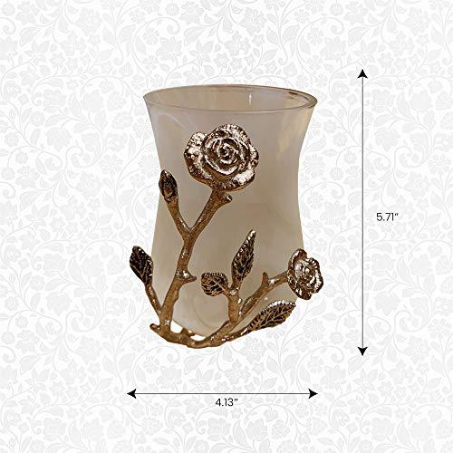 Bathroom Tumbler Cup - Brass And Glass Gold Finish Elegant Toothbrush Toothpaste Holder For Premium Kitchen Home Decor Bathroom Accessories Countertop Organizer - The Vintage Rose Collection #TOP1