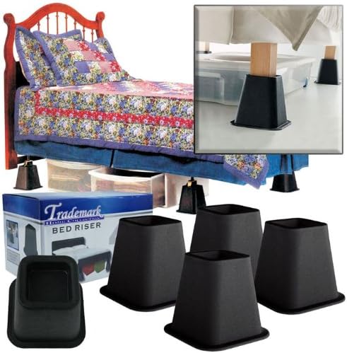4 Pack Of Black Bed Risers &8211 6 Inches - As Seen On Tv