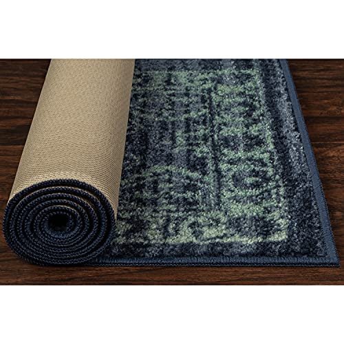 Maples Rugs Georgina Traditional Kitchen Non Skid Accent Area Rug [Made In Usa], Navy Blue/Green, 1'8 X 2'10 #TOP5