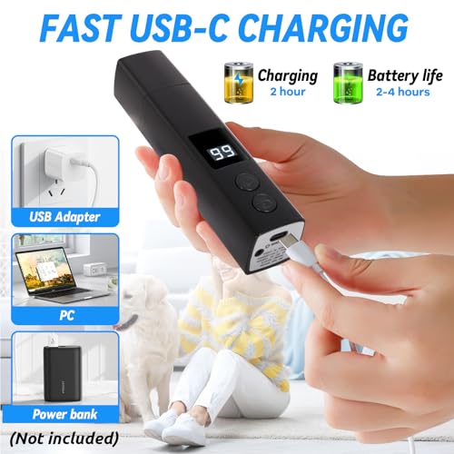 BUOAZR Krallenschleifer für Hunde 4-Gang mit LED-Licht,Elektrischer Hundekrallenschneider, Superleise, USB Wiederaufladbar Hundekrallenfeile für Große, Mittelgroße und Kleine Hunde und Katzen(Schwarz)