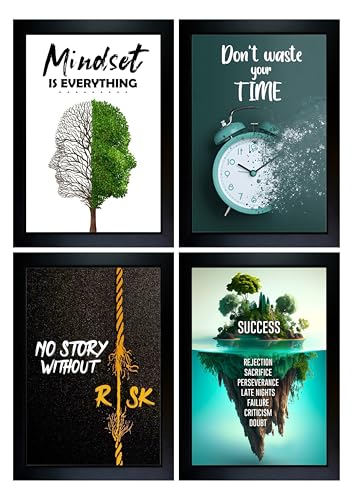 Image of CrowdHall Motivation Photo Frame | Motivation Frame | Motivational Quotes Wall Art for Living Room, Home Decor, Bedroom, Office. (Size 13 X 17 inch, 4 Frame Combo) (6.5 x 8.5 Each Frame Size)