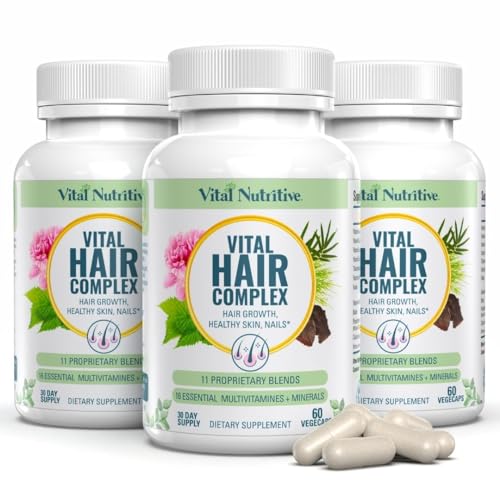 VITAL NUTRITIVE Vital Hair Complex -Hair Growth Vitamins for Women and Men -Biotin & Vitamin B -Hair Growth Supplement for Healthy Hair Skin & Nails -Hormone & Gluten Free -Hair Vitamins for women