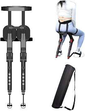 5 Gear Adjustable Chairless Wearable Invisible Chair, Wearable Invisible Seat, Telescopic Wearable Chair Invisible Seat, Outdoor seat, Wearable Portable Fishing Stool for Different HeightsBlack
