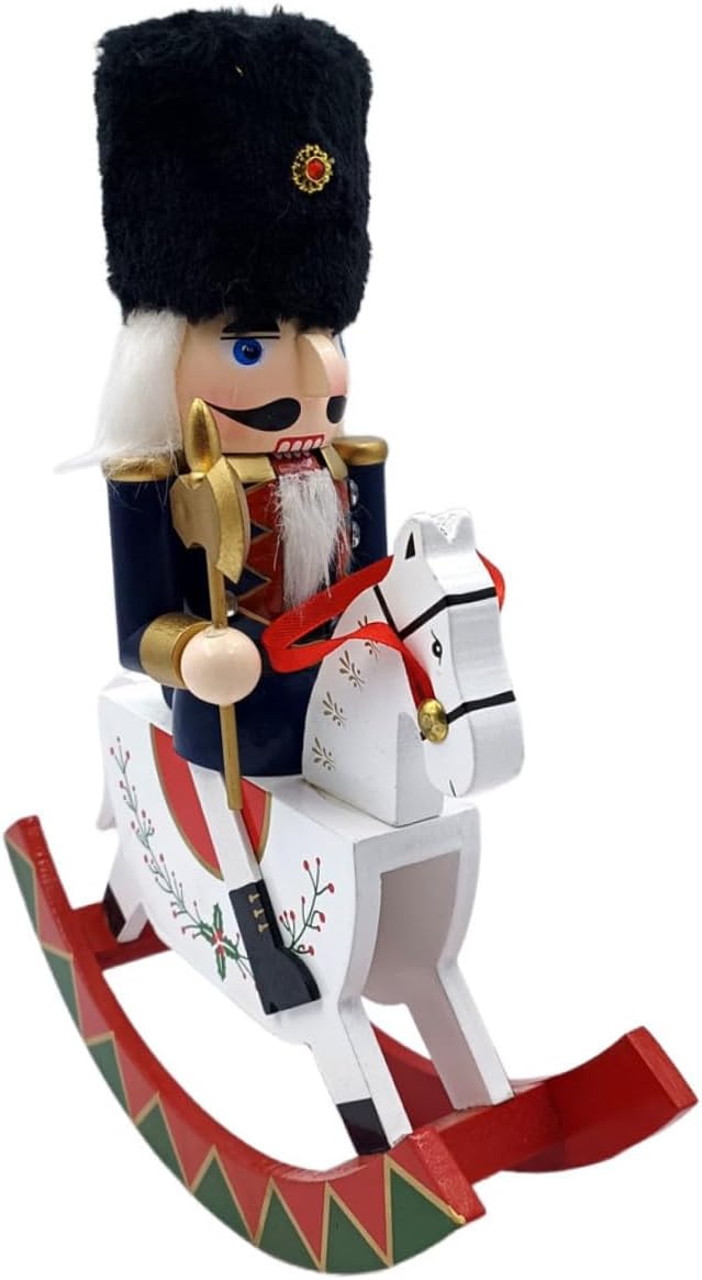 Small Wooden Nutcracker Figurine with Drum Christmas Nutcracker Soldier Statue Tabletop Decoration for Home Holiday Seasonal Display