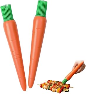2 Pack Silicone Basting Brush for Cooking – Carrot Shaped Pastry & Butter Brush, Kitchen Baking Tool with Green Bristles, Fun Gifts, Cute Kitchen Gadget & Baking Gift for Women