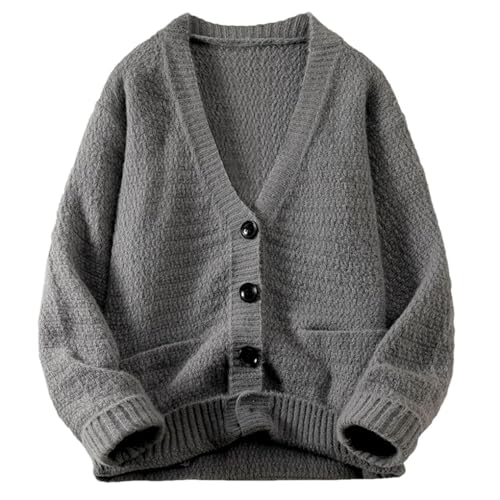 Solid Color Casual Simple V-Neck Loose Large Size Comfortable Breathable Men's Sweater Cardigan