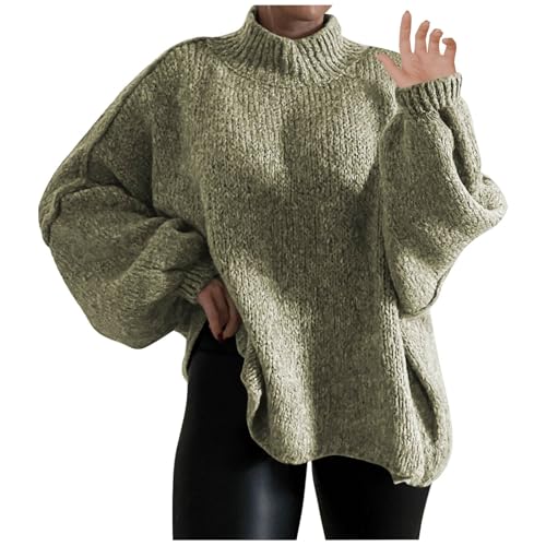 Women's Oversized Batwing Sweaters 2024 Fall Outfits Turtleneck Ribbed Knit Sweater Trendy Pullover Tops for Ladies