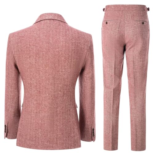 Mens Suits 2 Piece Herringbone Tweed Suit for Men Slim Fit Suit Set Formal Wedding Prom Tuxedos Business Tweed Suit4