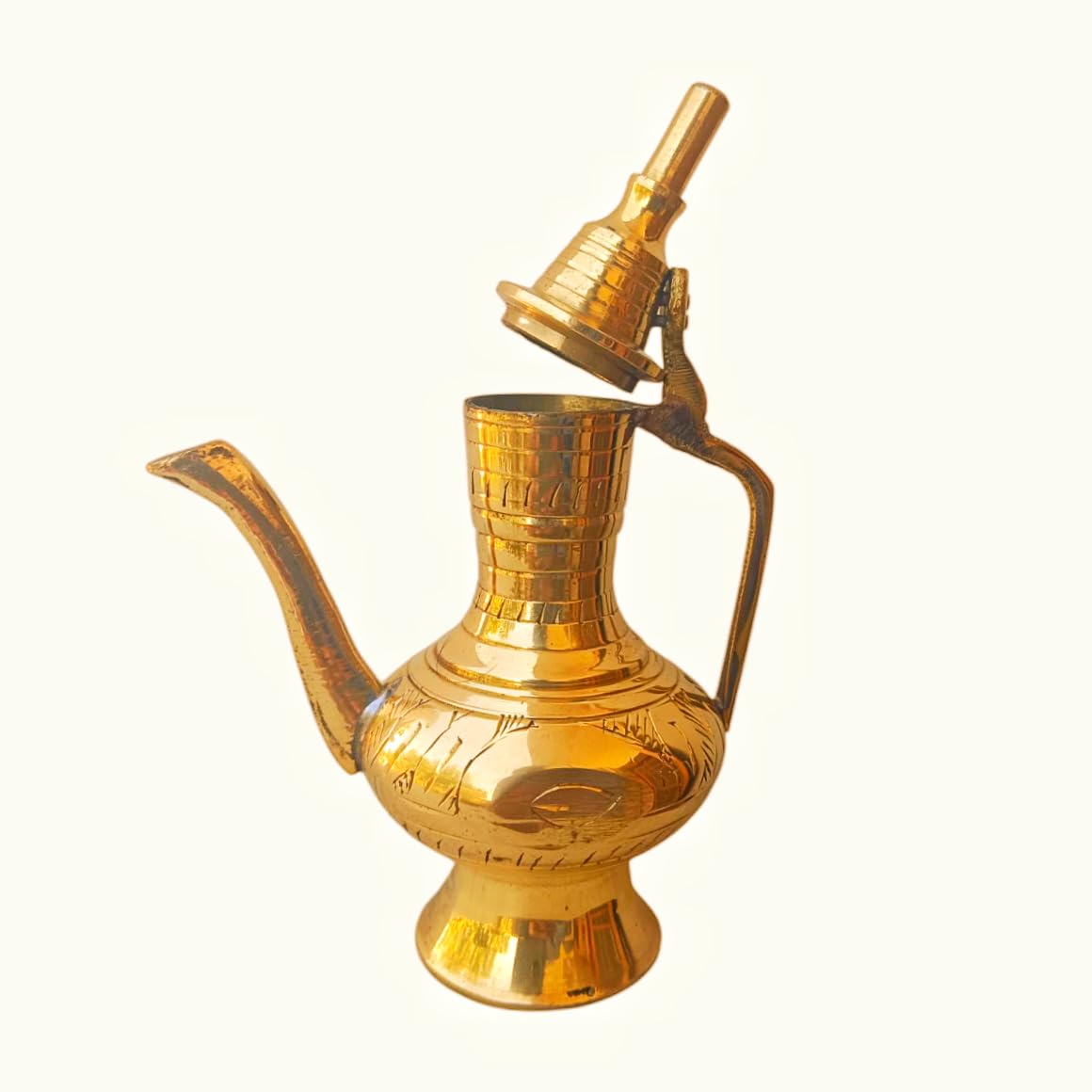 Brass Mughal-Style Multipurpose Jug | Surahi Pitcher | Handcrafted Brass Aftaba with Nakkashi Bidri Work | Decorative Showpiece (12cm)-image-17