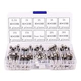 LIANGXIE 6x30mm Fast-blow Glass Fuses Quick Blow Car Glass Tube Fuses Assorted Kit Amp 0.5A,1A,2A,3A,5A,10A,15A,20A,30A 72pcs and 10pcs fuse seat 6x30 fuse with box