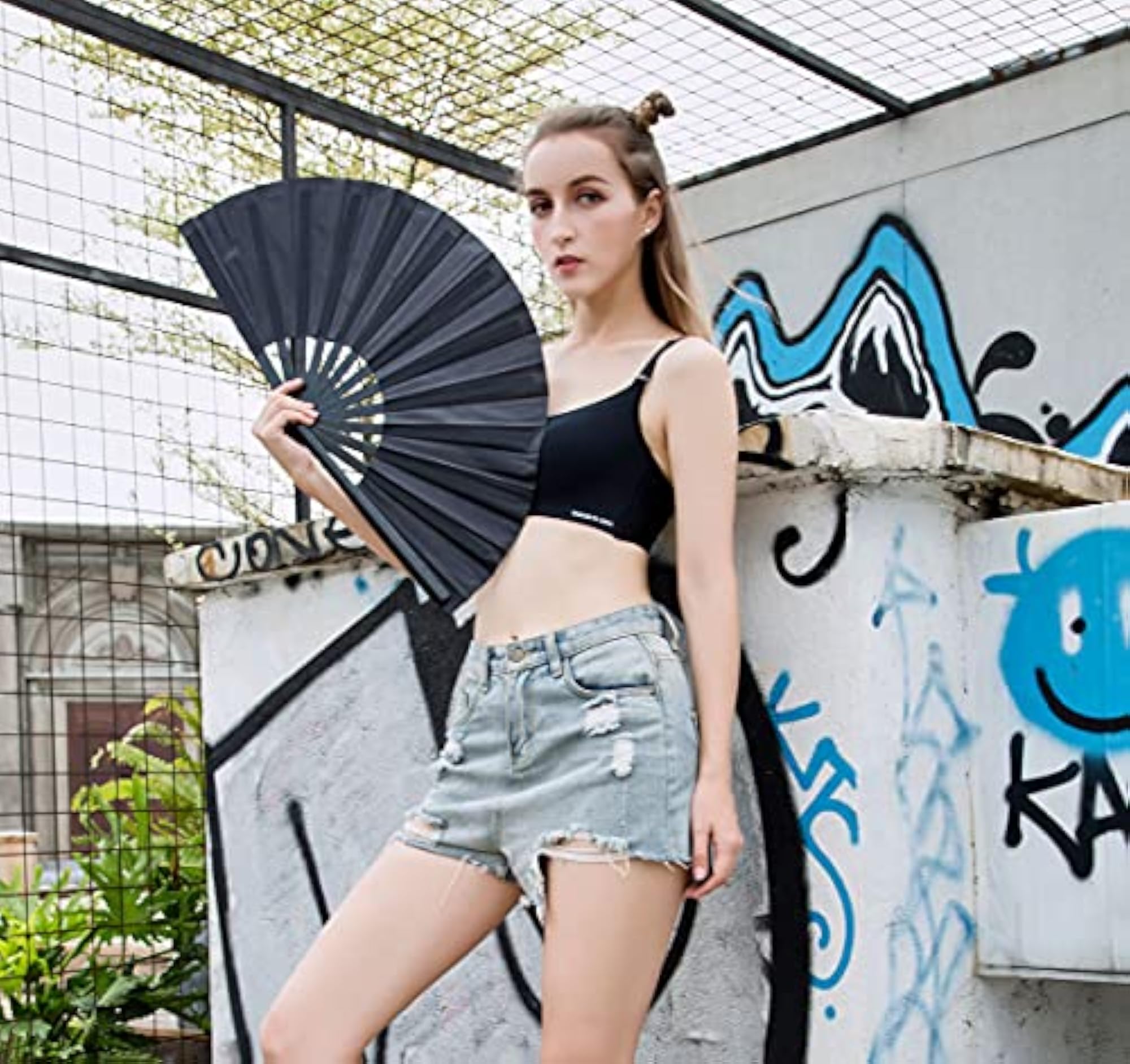 Large Folding Hand Rave Fan for Performance
