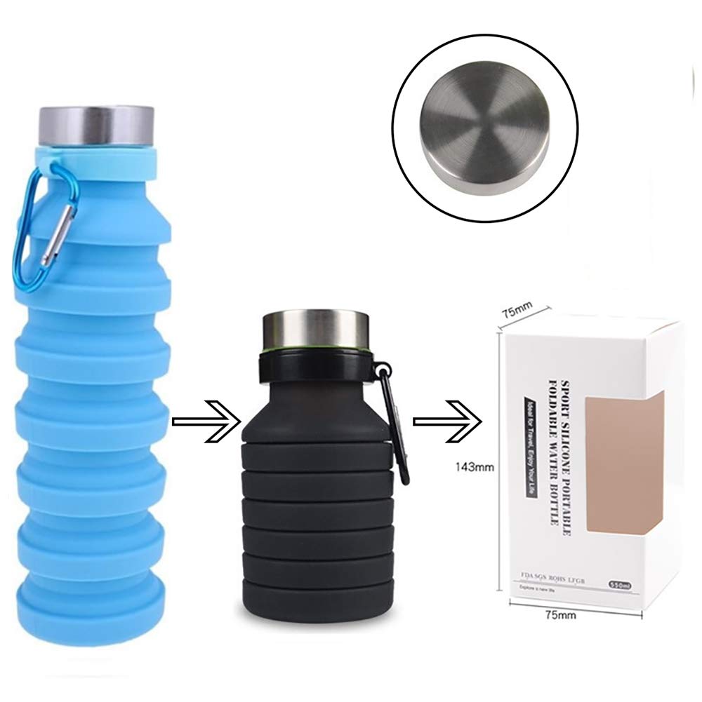 Lebensmittelqualität Silikon Faltbare Wasser Tasse BPA Frei Faltbare Wasser Tasse für Reisebüro Camping Wandern Tragbare Wasser Tasse, Black