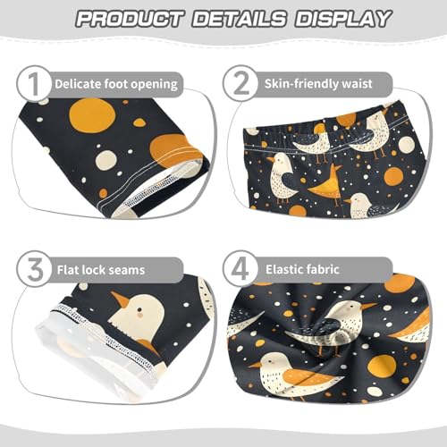 Cartoon Seabird Polka Dot Girls Leggings Soft Stretch Workout Yoga Dance Pants for Kids Casual Tights3