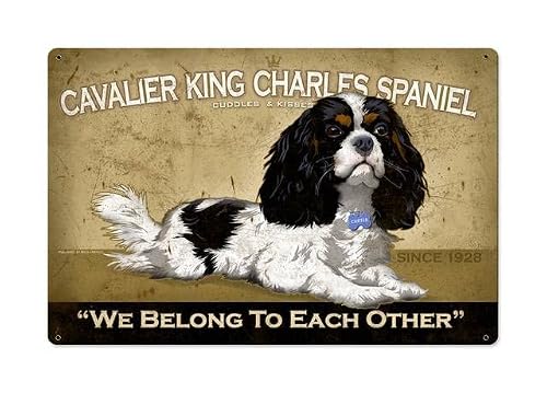 peiyeety Metal Tin Sign Cavalier King Charles Spaniel Dog Quote Art Vintage Decorative 8x12 Inch Retro Wall Art Plaque For Dog Lover Home Living Room Bedroom Rustic Themed Wall Decor
