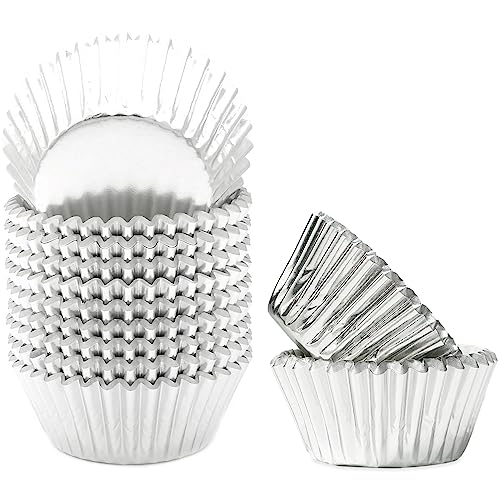 Silver Foil Cupcake Liners For Baking 300Pcs Baking Cups Thick ＆ Sturdy, Oil Resistance,Muffin Liners Paper(Standard Size) Qiqee #TOP24