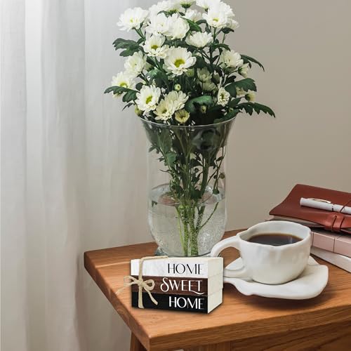 Mini libros decorativos de madera rústica para hogar miniatura 5