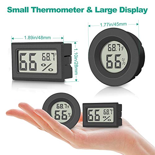 10-Pack Mini Digital Thermometer Hygrometer, Indoor Room Round Temperature Humidity Meter Gauge Monitor, Large Lcd Display Fahrenheit Or Celsius For Greenhouse, Home, Reptile, Humidors, Office, Garden #TOP4
