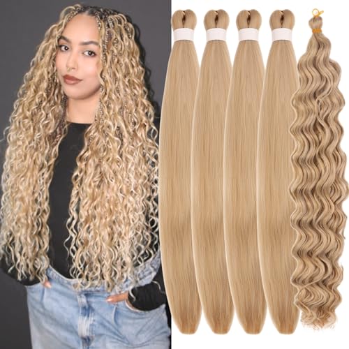 Ash Honey Blonde Braiding Hair with Big Boho Curls Pre Stretched