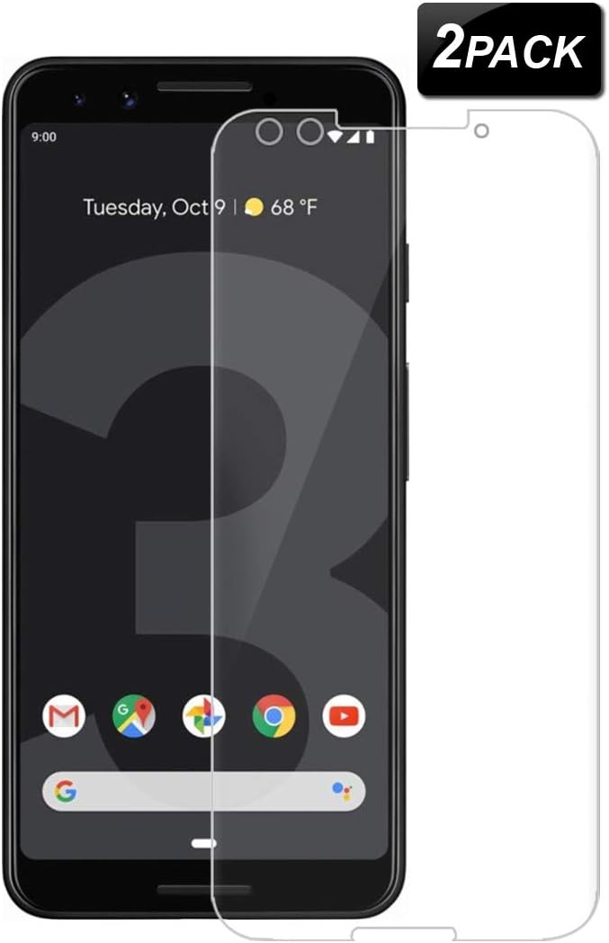 Keliple Google Pixel 3 Screen Protector(2Pack),Tempered Glass Screen Protector for Google Pixel 3[9H Hardness][Case Friendly][HD-Clear][0.26mm][Anti-Glare][Bubble-Free][Anti-Scratch]