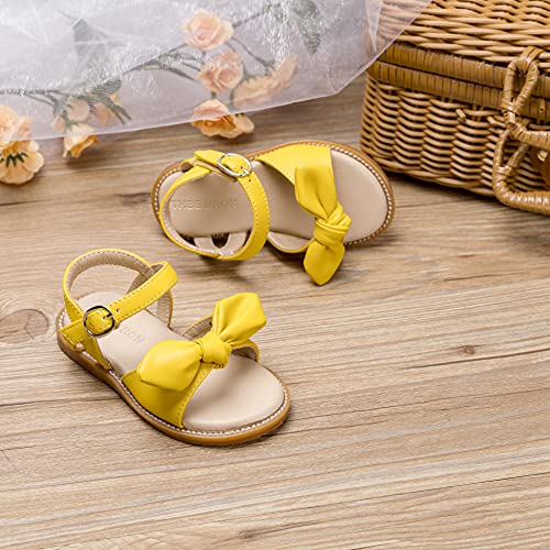 Thee Bron Toddler Girl Neon Yellow Dress Sandals Sandalias Para Nias(503 Yellow/6M) #TOP6