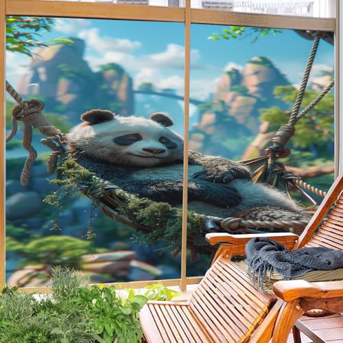 Vinilo Decorativo para Ventanas Sleeping Panda 27.6x47.2 pulg x2 miniatura 4