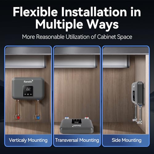 Image of Ranein 8kW Tankless Electric Water Heater, 240V on Demand Instant Endless Thermostatic Water Heater with LED Temperature Display for Bathroom and Kitchen