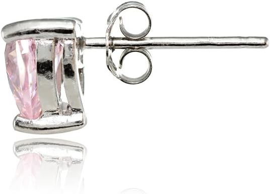 Sterling Silver Simulated Gemstone 6mm Heart Stud Earrings - Image 2