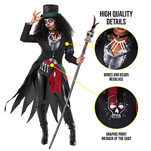 Morph Voodoo Heksenkostuum voor dames, Day of the Dead Witch Outfit - Voodoo -kostuumaccessoires voor Halloween, klein