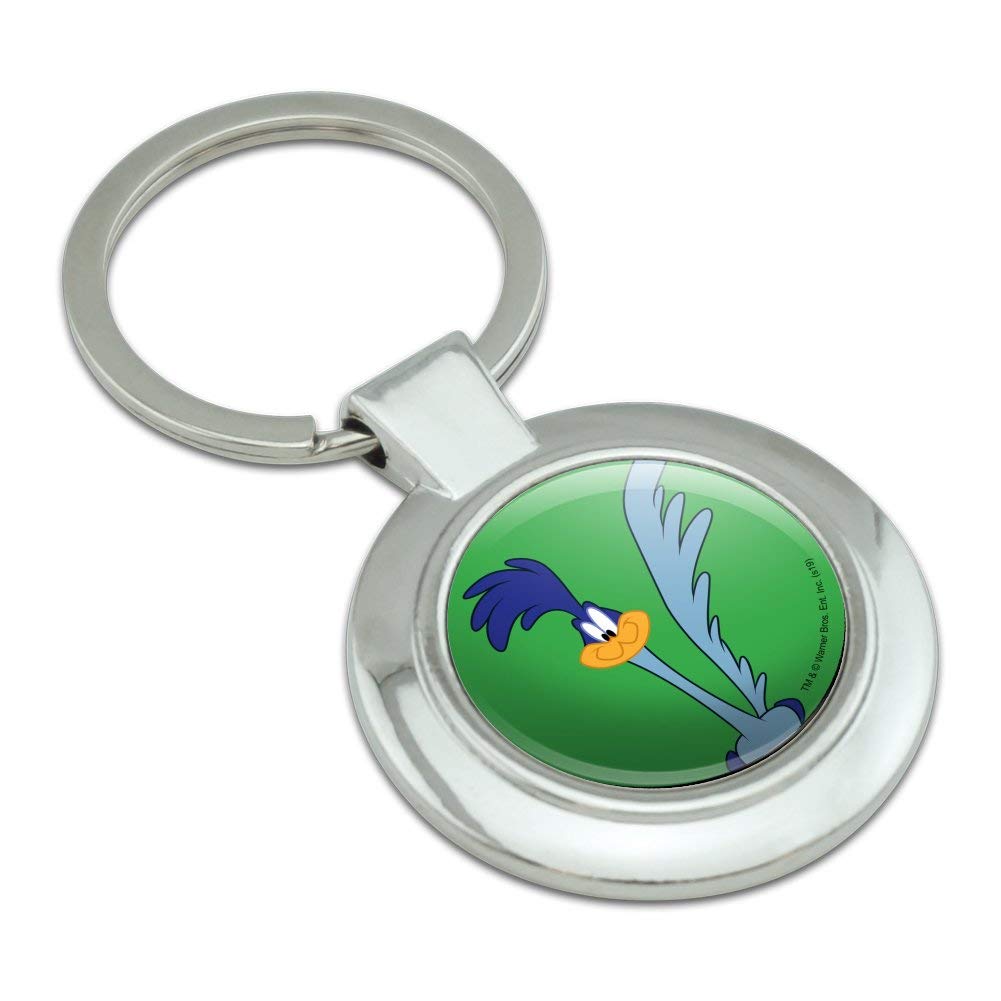 GRAPHICS & MORE Looney Tunes Road Runner Keychain Classy Round Chrome Plated Metal