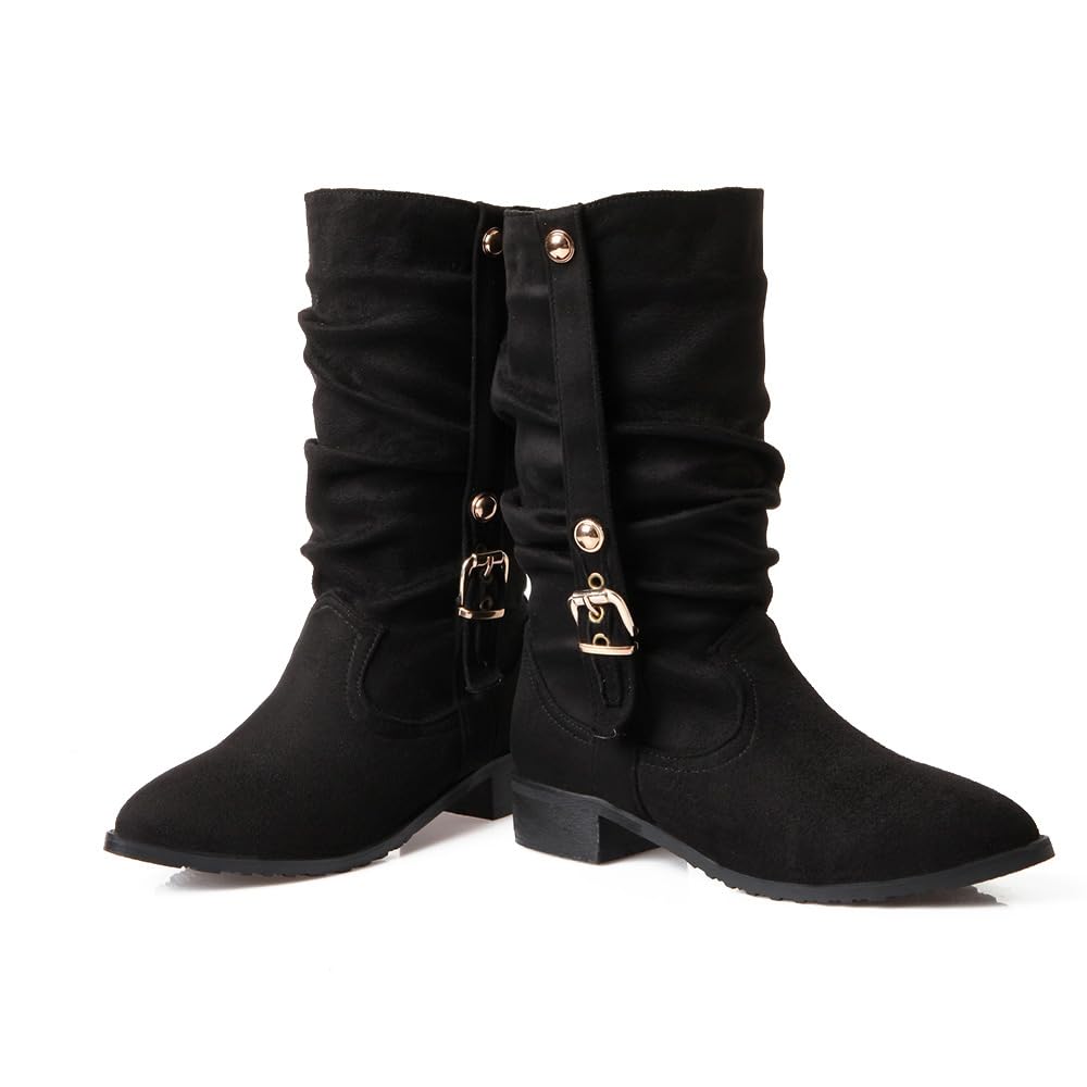 Stivali da donna Slouch con tacco piatto e punta alla moda