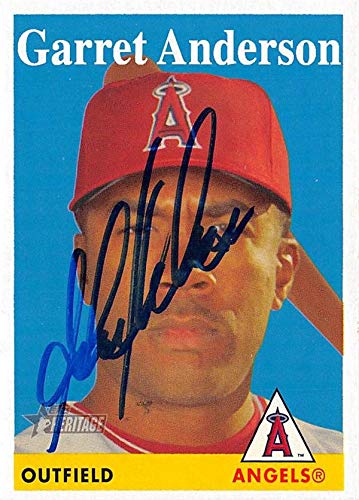 Sports Memorabilia Autograph Warehouse 570497 California Angels Anaheim, SC Garret Anderson Autographed Baseball Card - 2007 Topps Heritage No.165