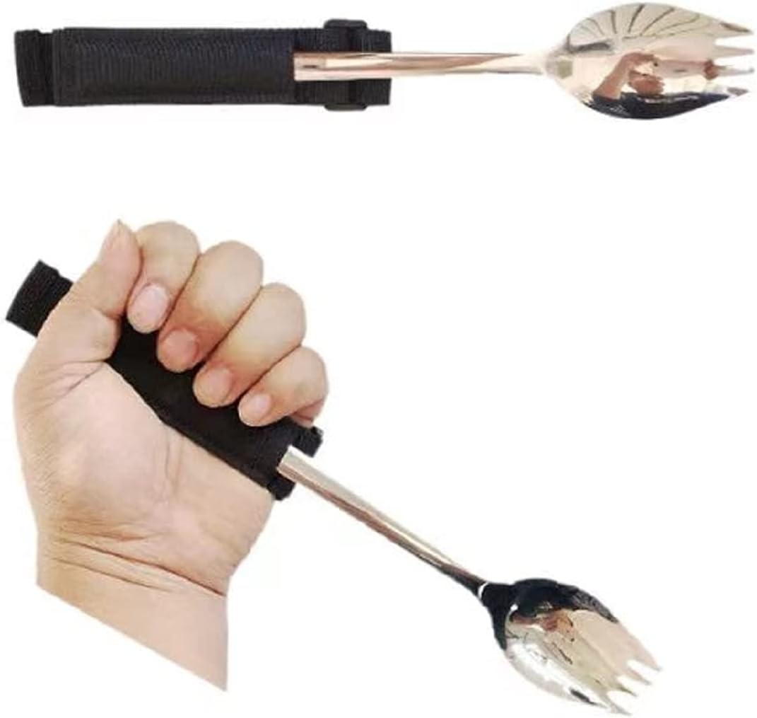 Spork Adaptive Utensils, Hand Cuff for Holding Cutlery, Eating Aids/Eating Assistance & Adaptive Utensil Holder for Weak Grip & Limited Mobility, Stroke, Arthritis(1 Pack) Spork Adaptive Utensils, Hand Cuff for Holding Cutlery, Eating Aids/Eating Assistance & Adaptive Utensil Holder for Weak Grip & Limited Mobility, Stroke, Arthritis(1 Pack)