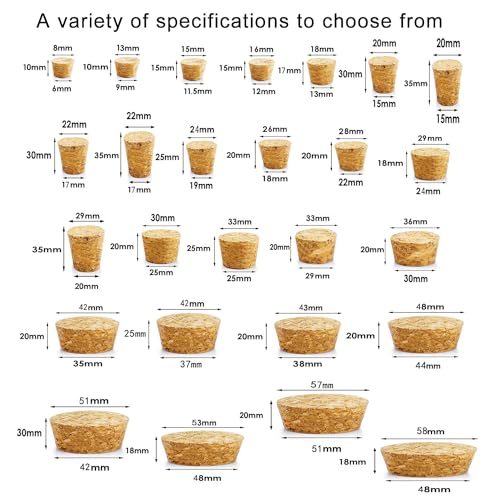 10 Stück konische Korkstopfen aus Holz, Weinkorken, wiederverwendbar, Dichtungsstopfen für Flaschenbar, DIY, Handwerk, Küchenzubehör (53 x 48 x 18 mm)