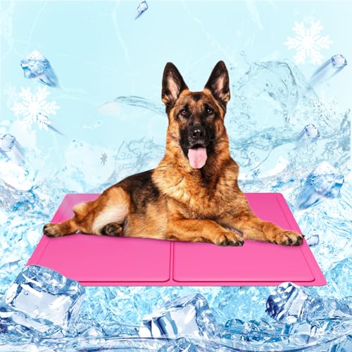 Alfombrilla Refrescante Para Perros Gatos,Mascotas Alfombrilla Autoenfriante,Manta Refrigerante Perro,Almohadillas De Hielo De Gel No Tóxicas,Para Animales Cama Refrigeración En Verano 40x50cm,Rosa