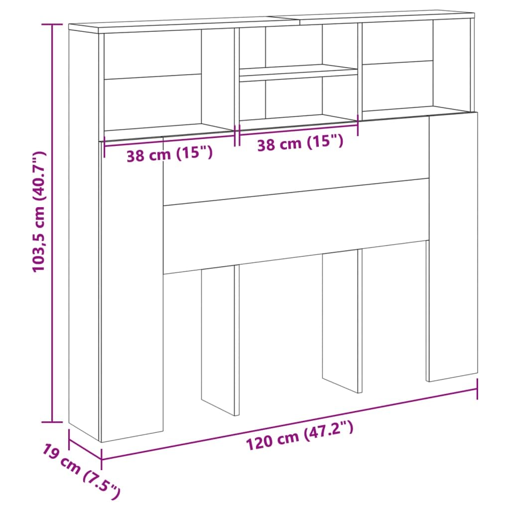 Homgoday Cabecero de roble artesanal de 120 x 19 x 103,5 cm, aglomerado, muebles, baúles y baúles, contenedor de jardín, porta herramientas de jardín, puf de exterior, baúl de exterior
