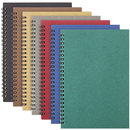 Neworkg 7 Pack Spiral Notebooks, 120 Ruled Pages Colorful Memo Notepads, Soft Cover Notebook with Lined Paper for Office School Travel, 8.3 x 5.5 Inch