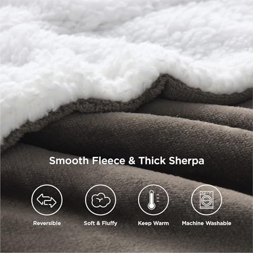 Image of Bedsure GentleSoft Sherpa Fleece Twin Size Blanket for Couch, Non-Heated, Thick and Warm Throw for Women and Men, Soft Fuzzy Plush Twin Blanket for Winter, Brown, 60x80 Inches