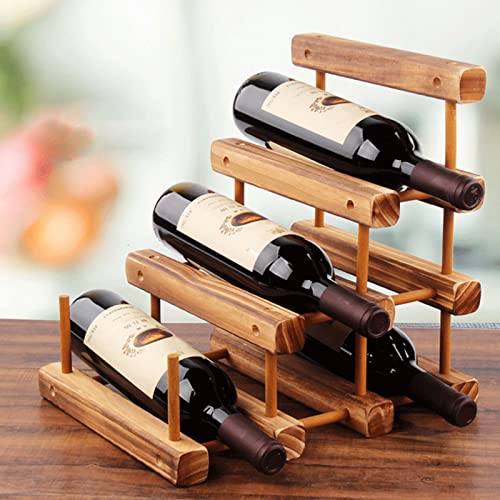 Iwntwy Wine Racks Countertop, 4 Wine Bottle Holder Stand, Freestanding Floor Wine Storage Shelf, Diy Assembly Wooden Wine Rack Water Bottle Organizer For Home Kitchen Cabinet Bar Wine Gifts… #TOP4