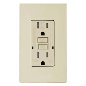Micmi GFCI Ivory Outlet WR Weather Resistant Tamper Resistant TR Receptacle Self-Test with LED Indicator, 15Amp 125 Volt Screwless Wallplate Included ETL Listed 1Pack, Ivory