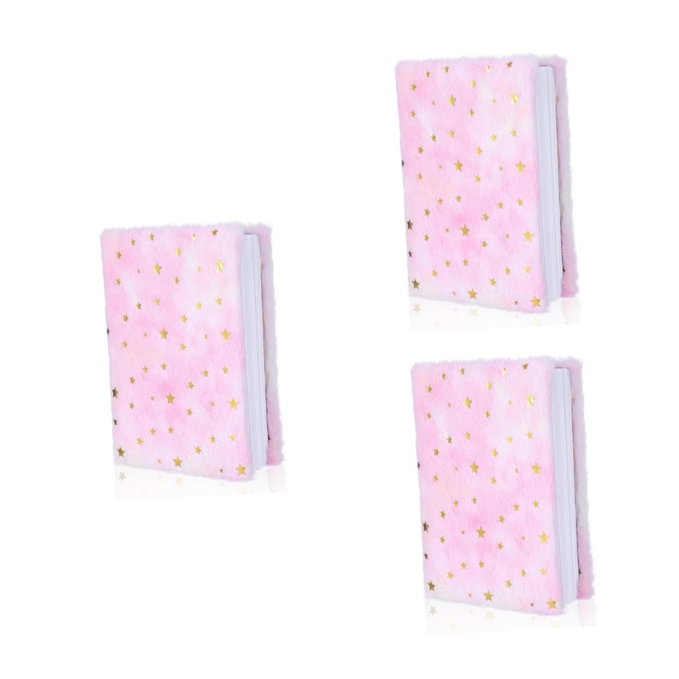 DOITOOL 3 Piezas Cuaderno con de Peluche Diseño Estrella Degradada Portátil y Adorable para Estudiantes y Diario Personal