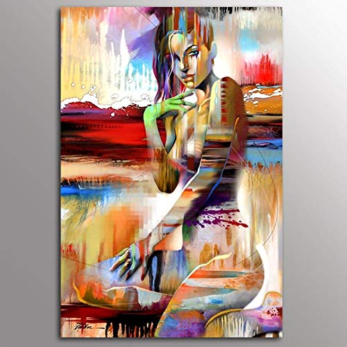 Affiche moderne dame pour décor nordique de salon | Toile aquarelle abstraite 60x80cm