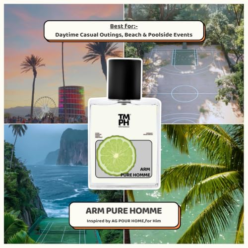 Image of TMPerfumehouse Arm Pure Homme EDP for Men | Fresh, Aquatic & Long Lasting Perfume Spray | Aromatic, Citrus & Marine Fragrance | Luxury Gift for Him | TMPH | 50ml