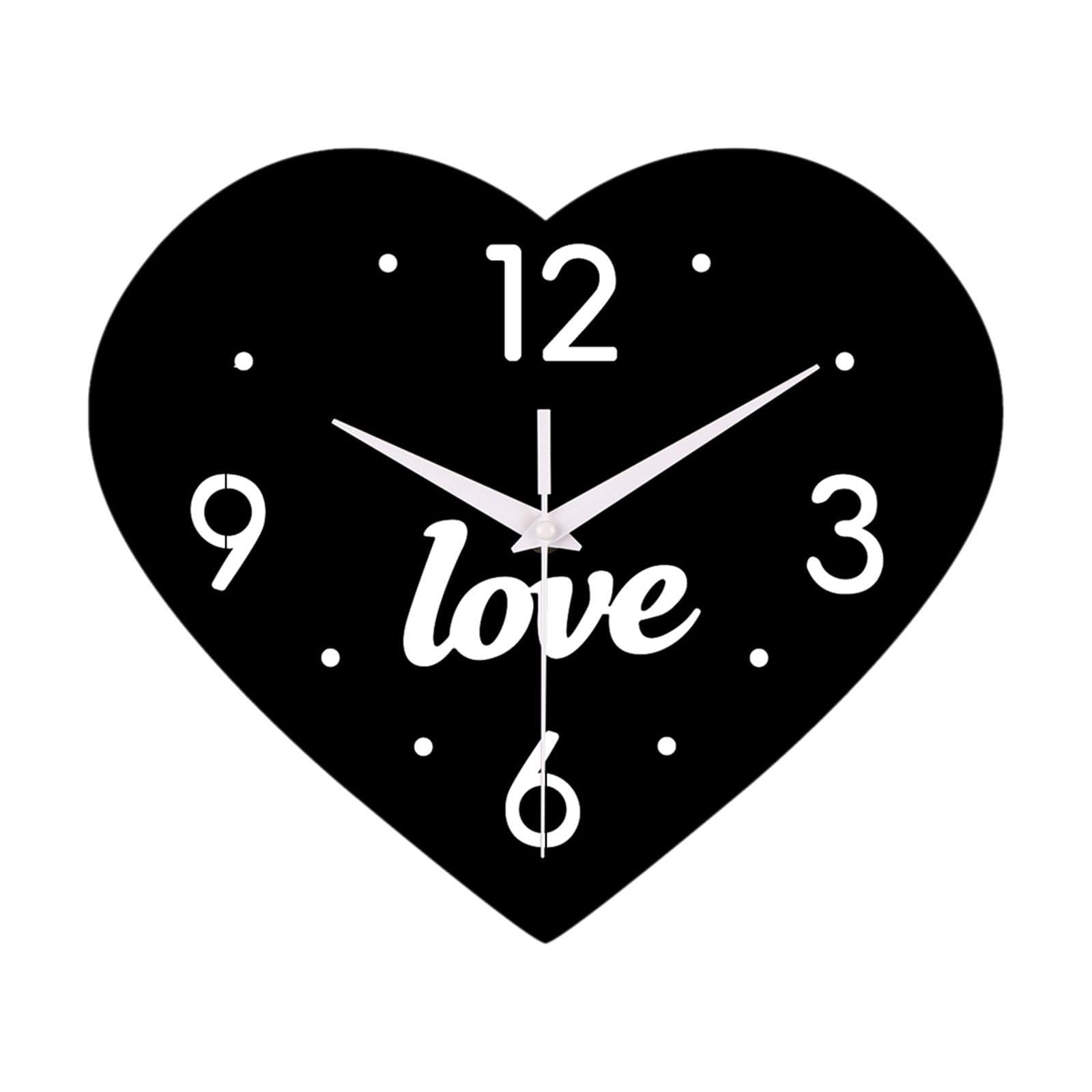 Horloge murale silencieuse design moderne créatif inscription Love noir
